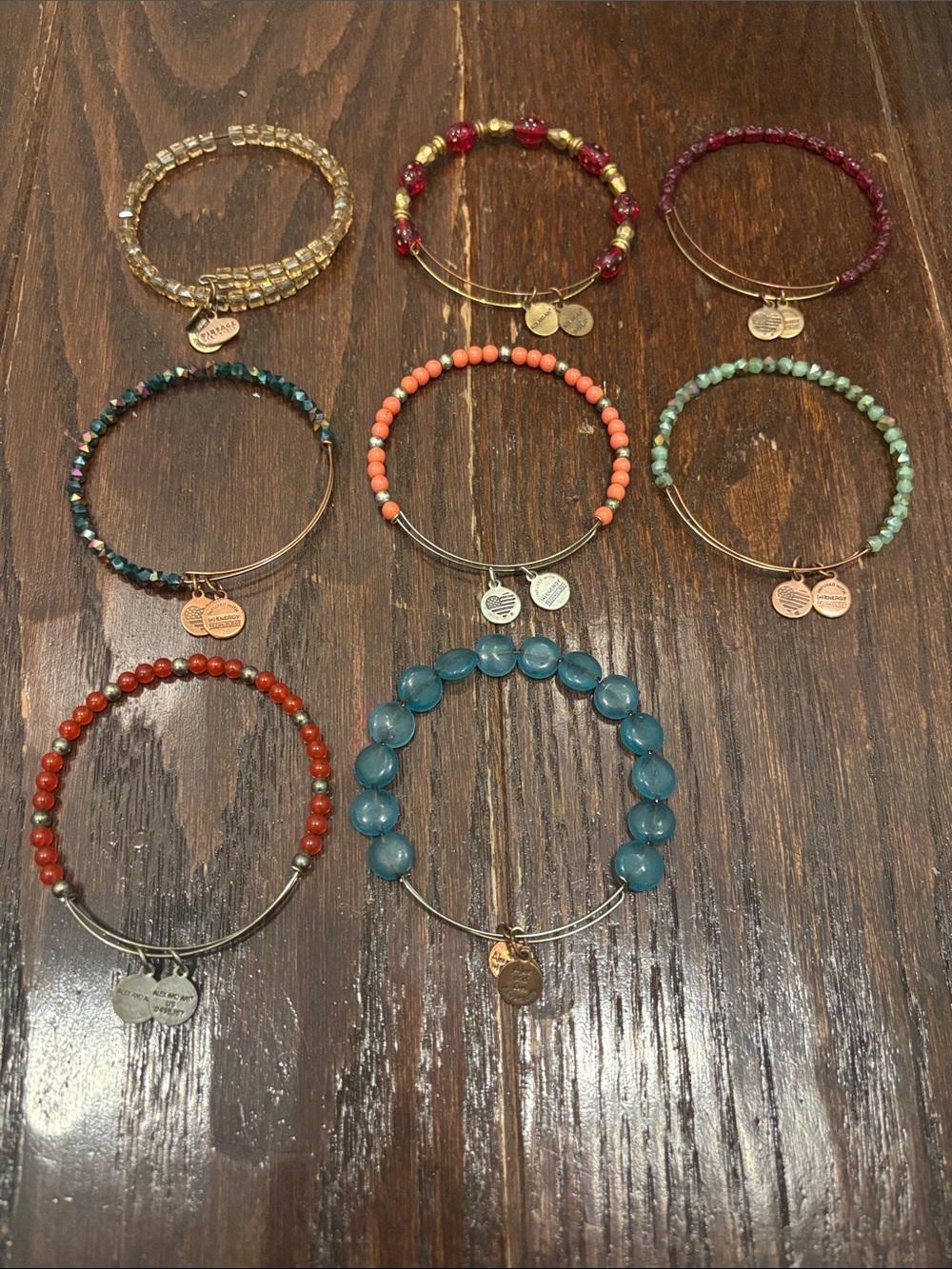 Alex and Ani Bundle of 8 Beaded Bangle Bracelets Multicolored